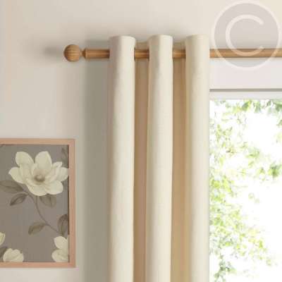 Salla Ecru Plain Woven Eyelet Lined Curtains