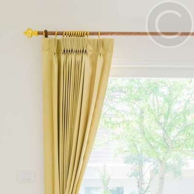 Chenille Golden Lined Pencil Pleat Curtains